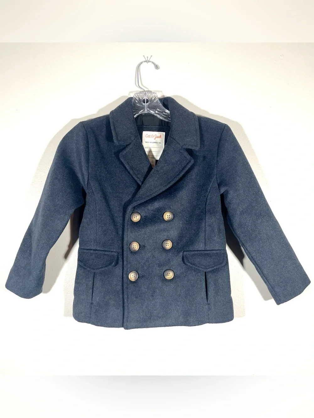 Cat & Jack Navy Double Breasted Peacoat Jacket Unisex Boys Girls